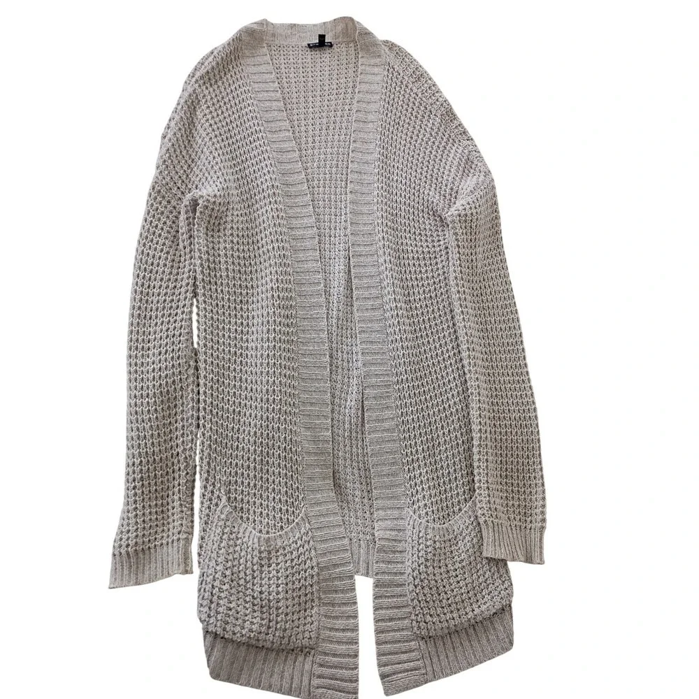 EXPRESS Beige COTTON BLEND Cardigan L Grandmacore Coastal‎ Grandmother Knit
